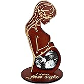 Heart's Sign Baby Ultrasound Photo Frame - Pregnant Wife Gifts From Husband | Expecting Mom Gift for Pregnant Friend | Gifts for Pregnant Wife | Sonogram Frame Gift for Pregnant Women (Brown)