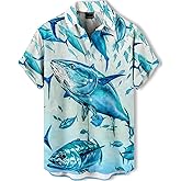 DADDYLOCO Men's Hawaiian Shirt,Ocean Print Shirt, Funny Short Sleeve Button Down,Regular Fit