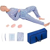 Medical Mannequin for Training, Male-Female CPR Human Manikins Highly Simulated Patient Care Medical Manikin with 3 Muscle Module &amp; Patient Gown &amp; Urinary for Teaching Pratice (Male)
