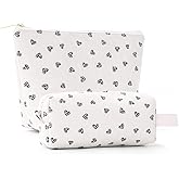 Apxouans Makeup Bag for Women Fashion Heart Shape Cosmetic Bag for Travel Toiletry Bag for Teen Girls Preppy Teacher Gifts Trendy Stuff Off White