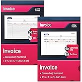 XKDOUS 2 Pack Invoice Books, 2-Part Carbonless Receipt Books | 50 Sets Per Book, 5-9/16" x 8-7/16" 2-Part Carbonless Invoice Receipt Book for Small Business Sales Records