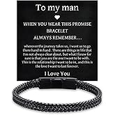 Someki To My Man Bracelet Stylish Silver Braided Cuban Link Bracelet Jewelry with Secure Clasp Birthday Inspirational Gifts for Men Husband Boyfriend