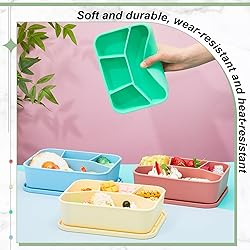 Ziliny 4 Pcs Silicone Bento Box Reusable Lunch