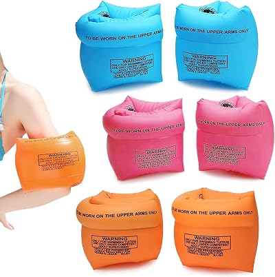 TSHAOUN 3 Pairs Inflatable Swimming Armbands Kids Adults Float Roll Up Sleeves