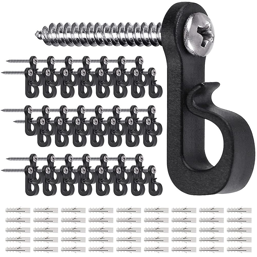 SELEWARE Q Hanger Hooks for Outdoor String Lights, Christmas Light Hooks with Screw, Indoor Outdoor Light Hook Clips for Hanging String Lights Fairy Lights Patio Light, 45 Pcs — image 1