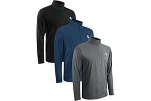 JumGear-Life 3Pack Men's Quarter Zip Pullover Sweatshirts Long Sleeve Workout Athletic Active Performance Shirt Dry Fit