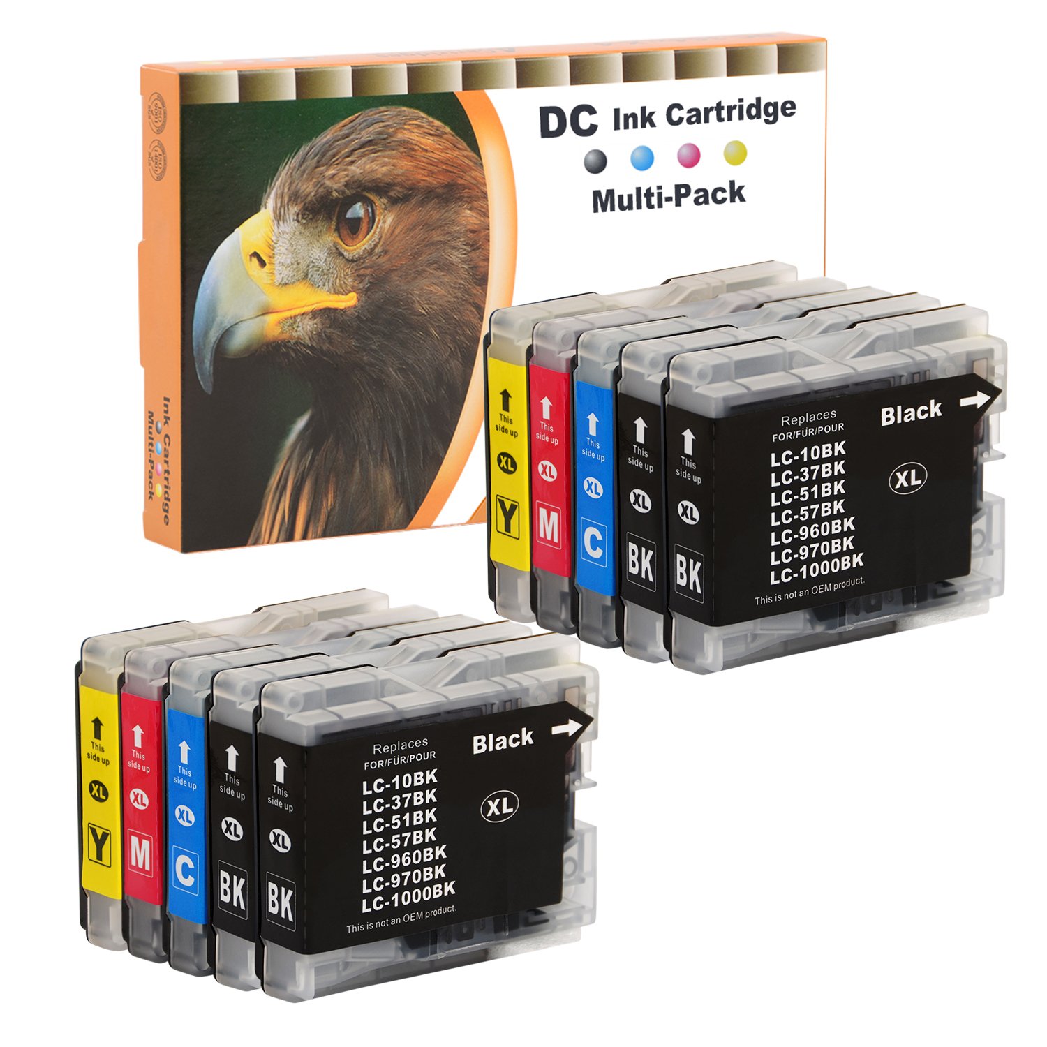 D&C 10x Ink Cartridges Compatible for Brother LC-970 LC-1000 XL for Brother DCP-135C 150C 153C 157C 130C 330C 350C 357C 540CN 560CN 680CN 750CW 770CW MFC-235C 260C 130C 330C 330CN 350C 350CJ 353C 357C