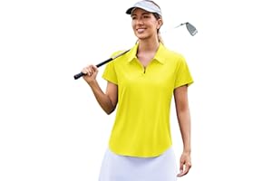 PINSPARK Womens Golf Shirts Short Sleeve Polo Moisture Wicking Tops V-Neck with Collar Shirts Tennis Outfits