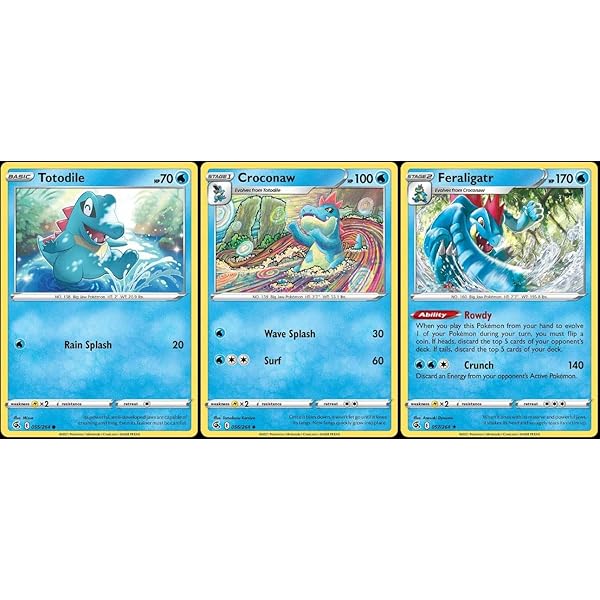 Amazon Com Evolution Set Feraligatr Croconaw Totodile Sun Moon Shining Legends 73 Card Lot Toys Games