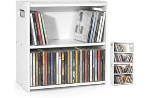 LOSADY Stackable Double Layer CD Storage Racks, CD Holder for CD Cases, Holds 58 CD Cases, Space-Saving CD Case Organizer for