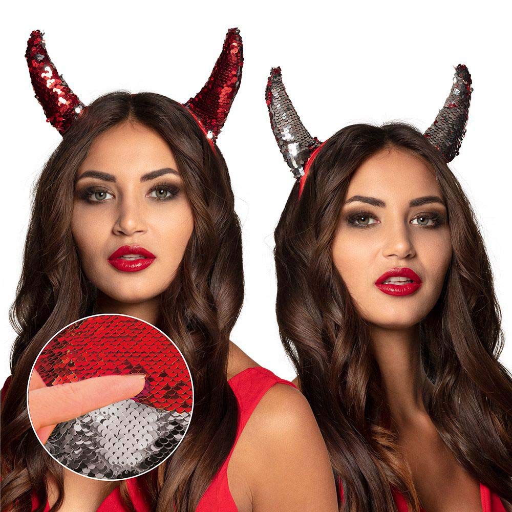 Boland 10134060 Reversible Devil Headband Silver/Red
