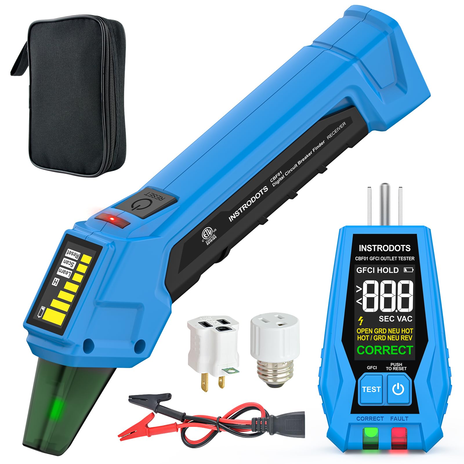 Photo 1 of ***TRANSMITTER IS MISSING***INSTRODOTS Circuit Breaker Finder Tool with Accessories, 90-135V AC Digital Breaker Finder with Integrated GFCI Outlet Tester, Circuit Tracer with Buzzer Alarm & Color Display, Includes Carrying Case***TRANSMITTER IS MISSING***