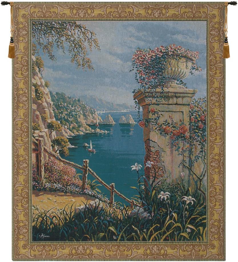 Charlotte Home Furnishing Inc. Belgian Tapestry Wall Hanging, 38 in. x 48 in, ‘Capri Vista’