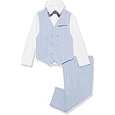 Van Heusen Boys 4-Piece Formal Dress Up Suit Vest Set, Vest, Pants, Collared Dress Shirt, and Tie