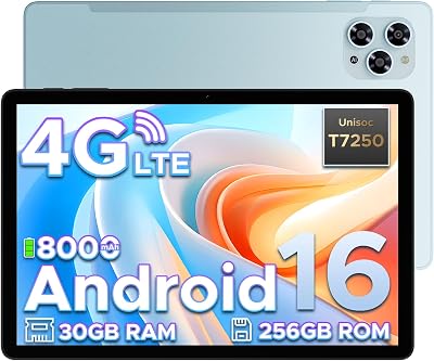 TAB G6 Android 16 Tablet 11 Pollici, 4G LTE 90Hz, 30GB RAM+256GB ROM/TF 2TB, Octa-Core Tablet con Sim, 8000mAh/Gemini AI/Widevine L1/13MP+5MP/OTG/BT5/FACE ID/Doppi altoparlanti/3.5mm Jack-Blu
