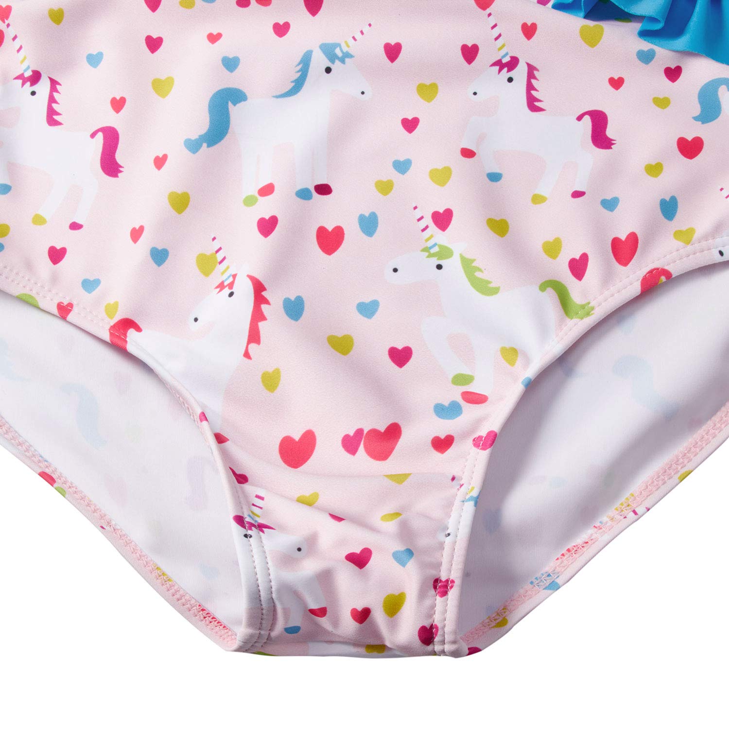 UNICOMIDEA Unicorn Bathing Suit Girls\' Swimwear Kids Cartoon Swimsuits Blue Ruffle One Piece Beach Suit for Holiday