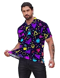 Xdceu Men’s Golf Polo Shirts Retro 80s Print Mens