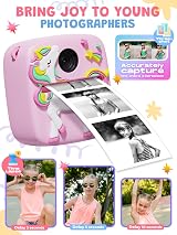 Lenudar Kids Camera Instant Print 1080P 12MP 2.0 Inch Pink Toy Camera view 5