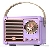 PRUNUS J-999 Retro Bluetooth Speaker,Vintage Decor,Mini Wireless Bluetooth Speaker,Cute Old Fashion Style Support USB/TF Card/AUX for Kitchen Desk Bedroom Office Party Outdoor（Exclusive Purple）