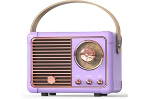 PRUNUS J-999 Retro Bluetooth Speaker,Vintage Decor,Mini Wireless Bluetooth Speaker,Cute Old Fashion Style Support USB/TF Card/AUX for Kitchen Desk Bedroom Office Party Outdoor（Exclusive Purple）