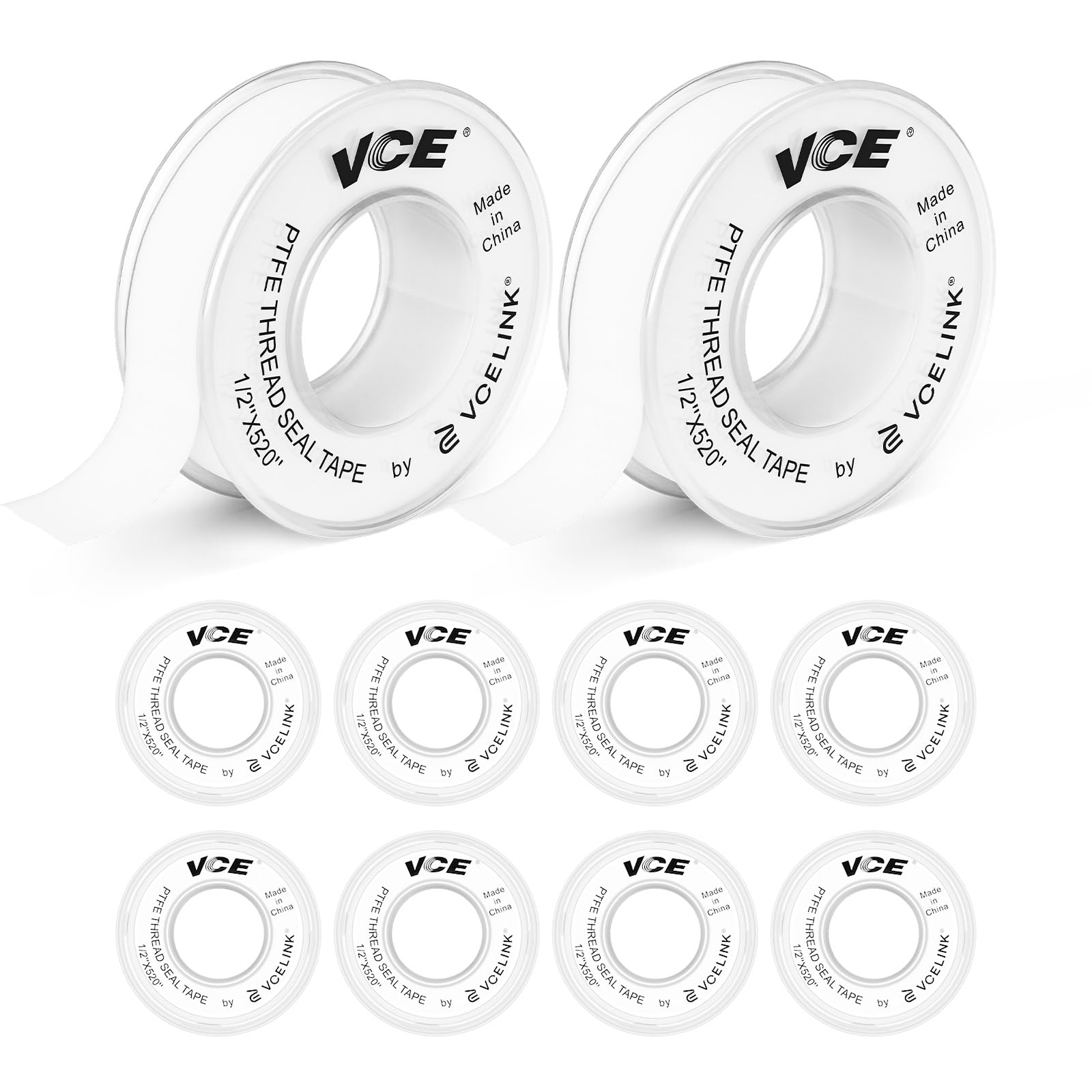 VCE 10 Pack PTFE Industrial Sealant Tape White Thread Seal Tape,12mm x 13m