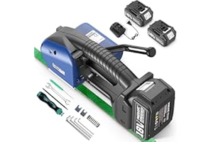 SWANSOFT Electric Strapping Machine for Width 0.51" - 0.63" PP PET Straps, 2 x 5000mAh Battery Automatic Strapping Tool, Handheld Semi-Automatic Banding Tools for Packaging Box Pallet