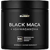 40,000mg 40x Strength Organic Black Maca Root w. Ashwagandha - #1 Highest Potency Black Maca Root Capsules for Men Supplement 40:1 Extract - 100% Pure Maca Peruana, Maca Powder Pills, Gelatinized