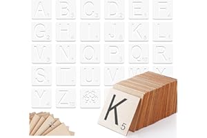 ilauke Scrabble Tiles for Crafts & 5x5 Blank Wood Square, Perfect for Wall Decor, Farmhouse Style, Wooden Letters (26 Large Scrabble Pieces, 36pcs Unfinished Wood Squares)
