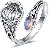 EJALEN S925-Sterling-Silver Abalone Dragonfly-Turquoise Spoon Ring - Vintage Boho Sunflower Thumb Oxidized Wrap Rings Victorian Style Antique Floral Jewelry Gifts for Women