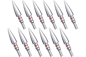 MOLFUJ MOLFUZ 12pcs Archery Field Points 100/125/150/200/300 Grain, Stainless Steel Screw-in Practice Arrow Tips for Recurve, Compound Crossbow, Hunting and Target Shooting