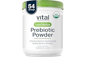 Hyperbiotics Vital Nutrients Organic Prebiotic Fiber Powder | Supports Gut Health and Digestive Regularity | Soluble Fiber Supplement for Women and Men | Vegan Organic Fiber Powder | 54 Servings