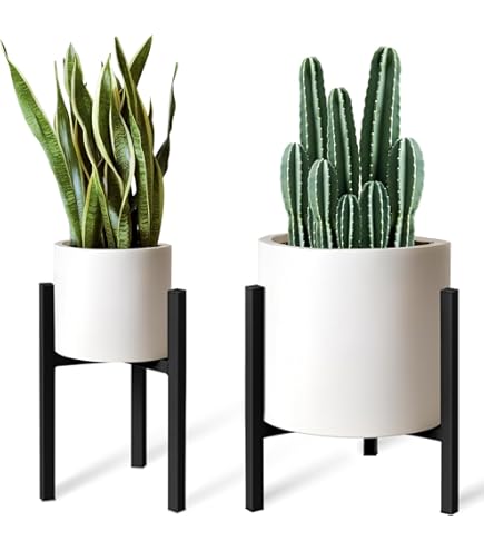 IZIDDO Lot De 2 Supports De Plantes Réglables En Métal Conique Noir Pour Extérieur, Support De Plante Moderne Du Milieu Du Siècle, Convient Aux Pots De 20,3 Cm, 25,4 Cm, 30,5 Cm