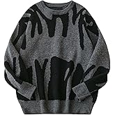 BEAUDRM Women's Goth Graphic Fall Sweater Long Sleeve Crewneck Oversized Knit Pullover Tops