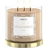 Candle-lite Holiday Scented Candles, Gingerbread Latte Fragrance, 14 oz 3-Wick Jar Candle, Proudly Poured in USA, Christmas Home Decor Candle, 40 Hours of Burn Time, Holiday Gift for Men and Women
