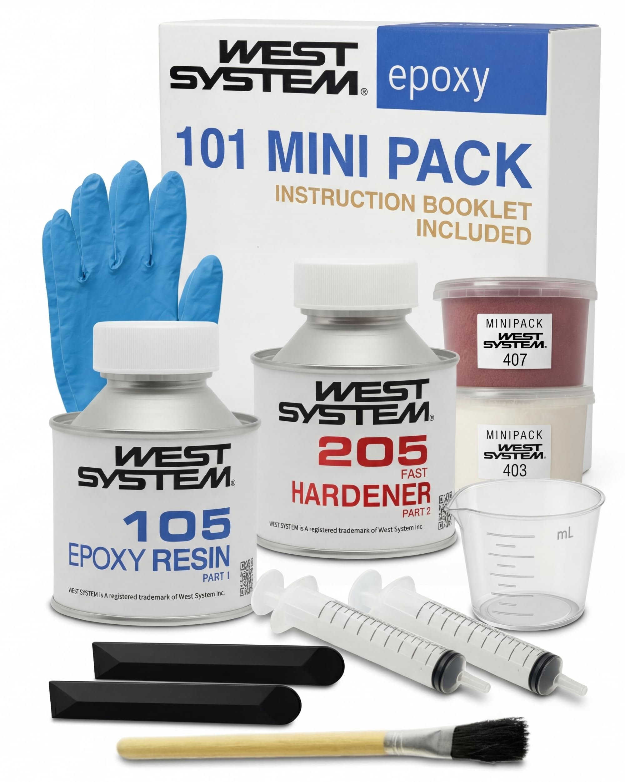 WEST SYSTEM 101 Epoxy Mini Pack - 105 Resin (250g) & 205 Hardener (50g) - Clear Resin & Hardener for Wood, Metal & Fibreglass Repairs - Marine Grade Epoxy for Woodwork, Repair and DIY