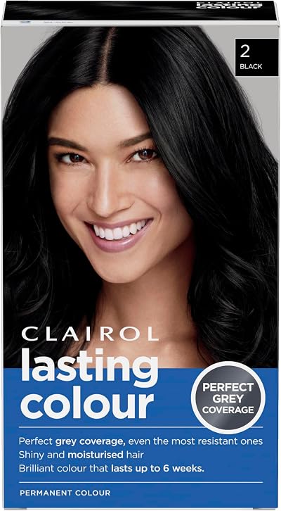 Clairol Lasting Colour Permanent Hair Dye Black 2 | Grey Coverage & Shine