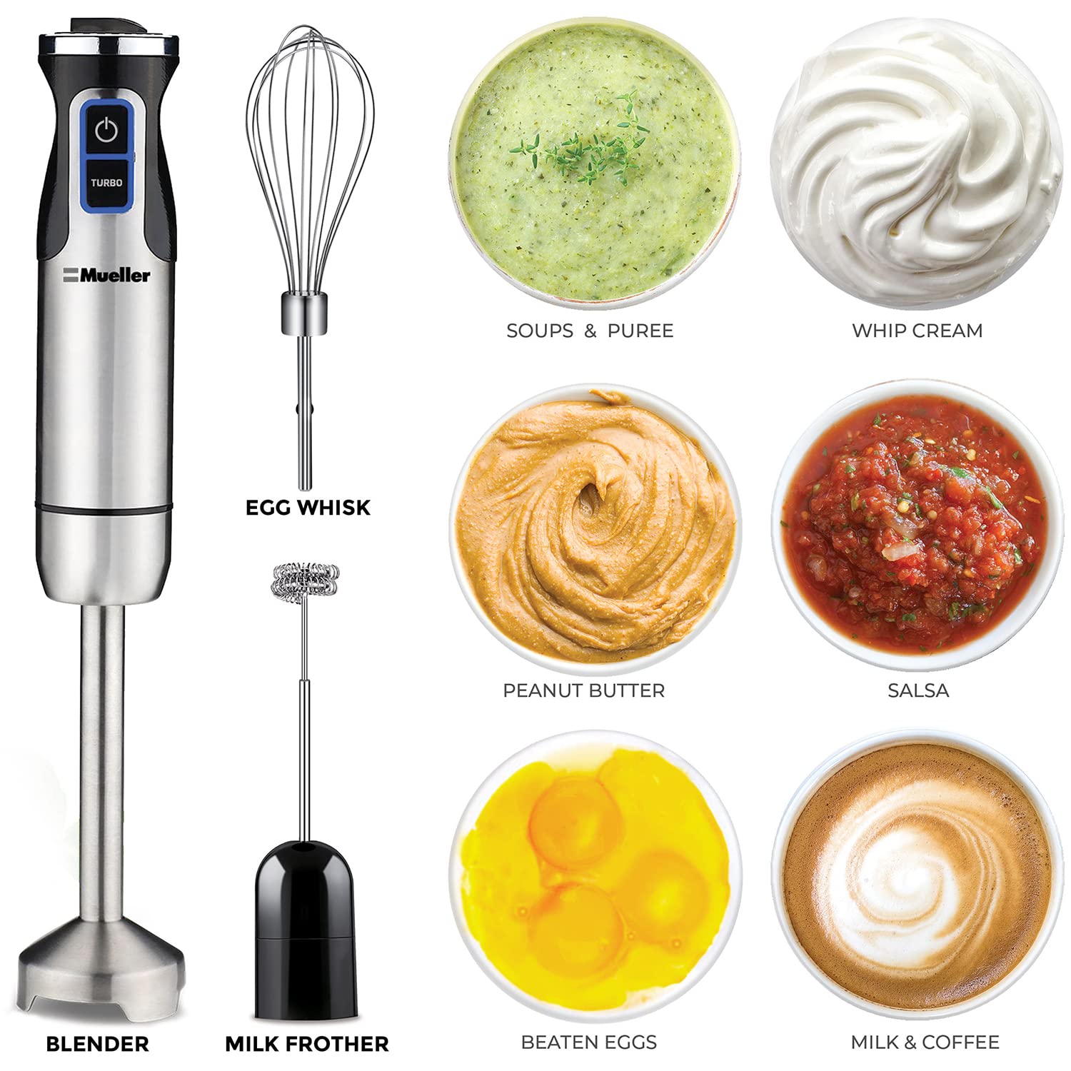 MuellerLiving Hand Blender, Immersion Blender, Hand Mixer with