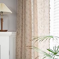 JOOJA Boho Vintage Farmhouse Curtains 84 Inch Beige Patchwork Crochet Window Treatments with Tassels Crochet Lace 2 Panels Floral Patterned Drapes for Bedroom Living Room Boho Curtains 59x84