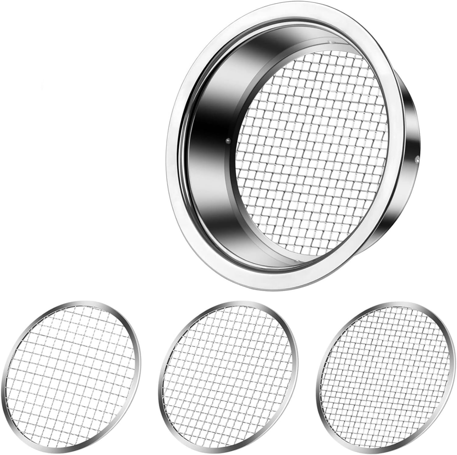 Soil Sifter Garden Riddle Sieve Set, Compost Sifter Contain 3 Sieve Mesh, Stainless Steel Rock Garden Sieve ,Fine Mesh Sieve for Topsoil, Metal Dirt Strainer Dirt Trapping Beach Sand Gravel Sift