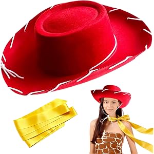 Eerrhhaq Cowgirl Hat Set,Western Cowboy Hats and Hair Scarf for Men Women | Wild West Wide Brim Cowgirl Hat for Halloween Cos