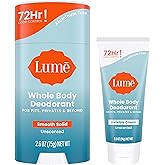 Lume Whole Body Deodorant - Invisible Cream Tube Mini + Solid Stick Bundle - 72 Hour Odor Control - Aluminum & Baking Soda Free, Skin Loving (Unscented)