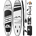 AKASO Inflatable Stand-Up Paddleboard, Yoga SUP with Backpack, Non-Slip Deck, Waterproof Bag, Leash, Floating Paddle and Hand Pump(Black)