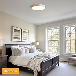 Vikaey Modern LED Ceiling Light, Minimalist Wood