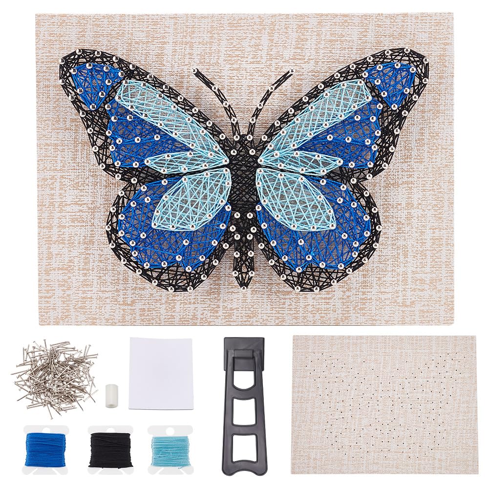 WEBEEDY DIY String Art Kit Blue Butterfly Craft Kit Creative Craft Kits forand Boys Adult Home Wall Table Decorations Christmas Gifts