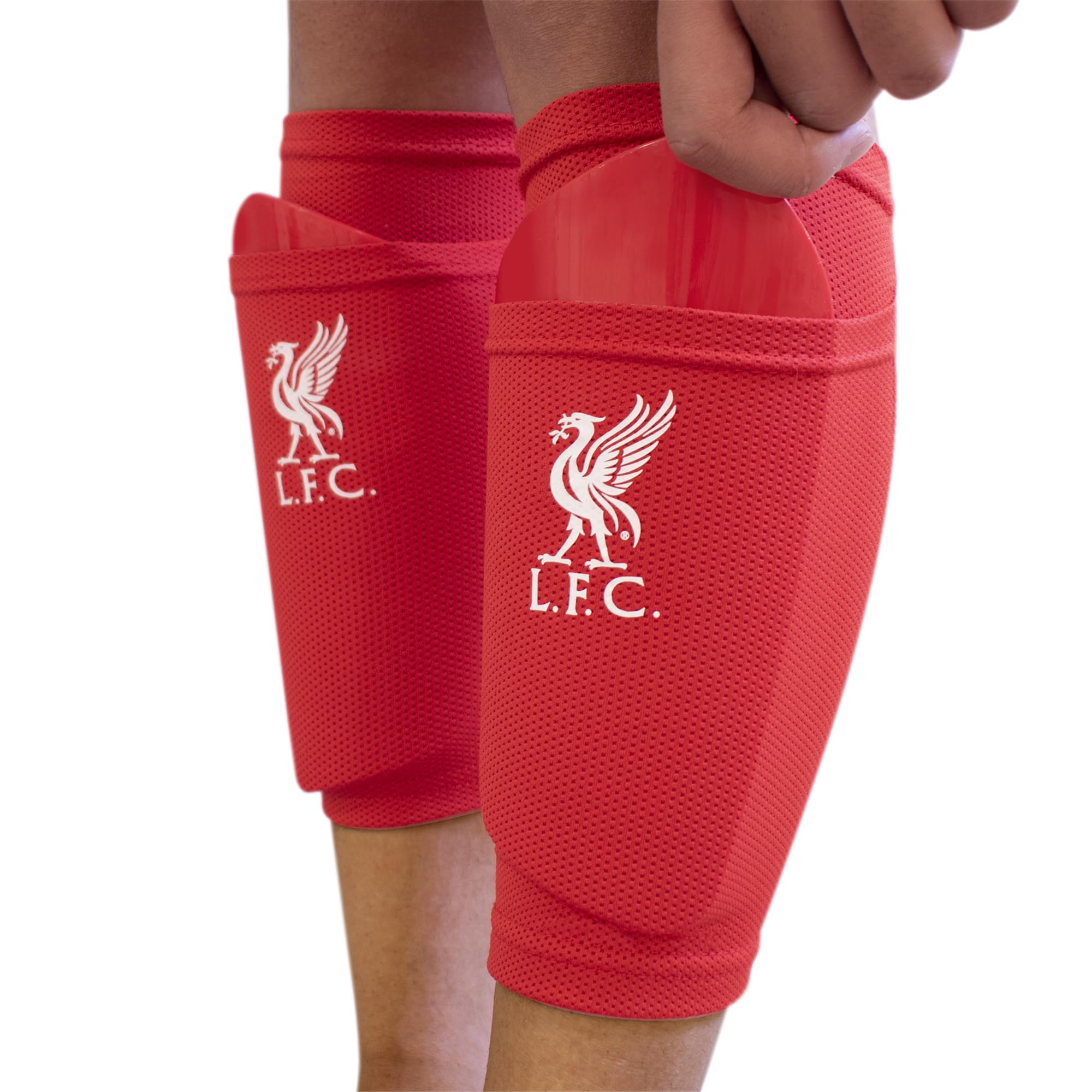 Hy-Pro Officially Licensed Liverpool F.C. Shin Pad With Sock Sleeve, Junior - Shin Guard, Breathable, Lightweight, Durable, Protective Gear, Merchandise, Great Football Gift Idea, Junior