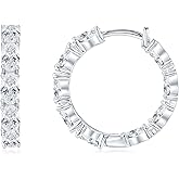 EONFUN Moissanite Hoop Earrings, 5.4cttw D Color 3x5mm Oval Cut Moissanite 925 Sterling Silver Earrings for Women Wedding Birthday Christmas Jewerly Gifts