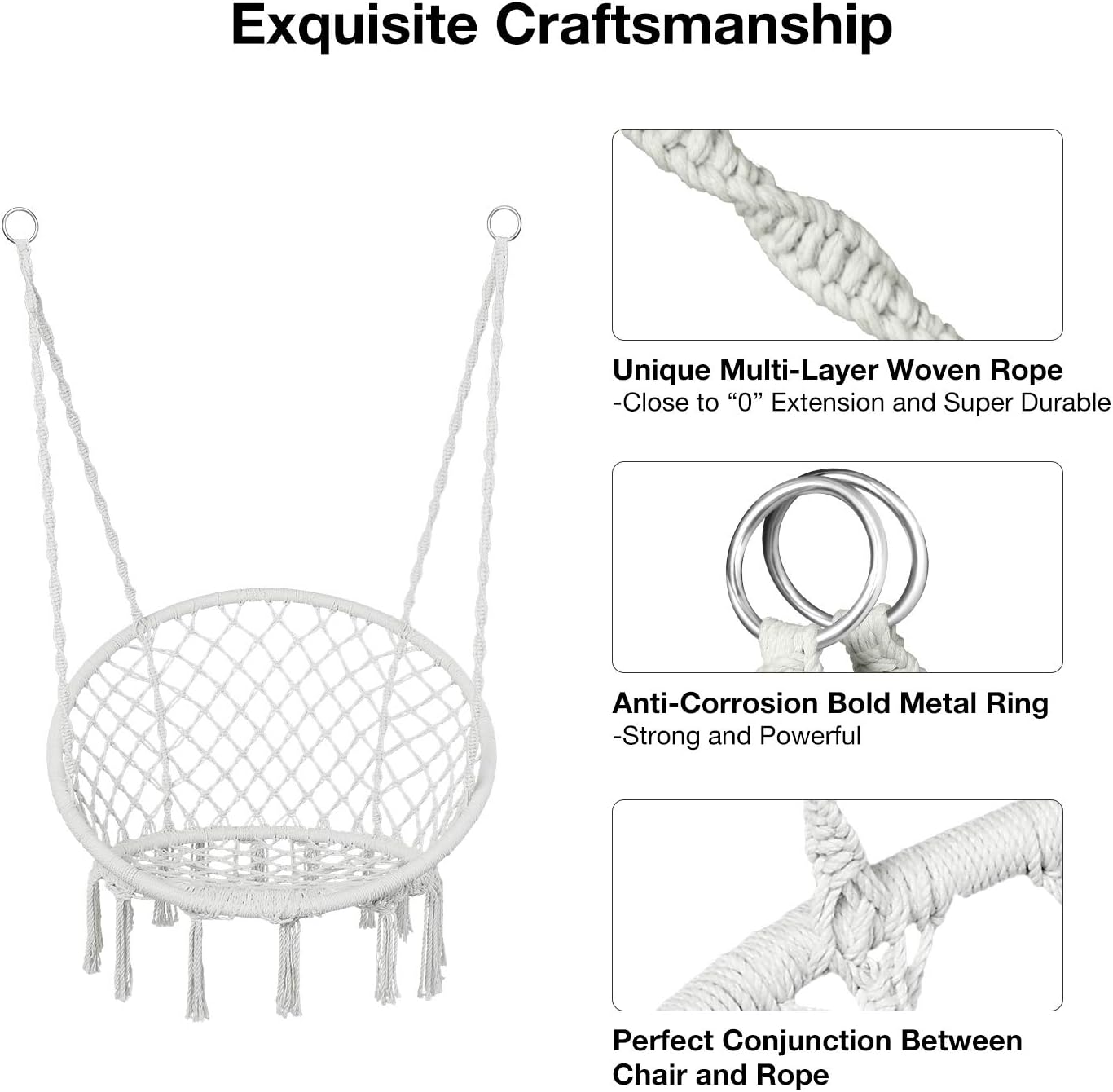 GREENSTELL Swing Chair, Hanging Chair with Hanging Kits and Cushion