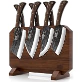 HOSHANHO 8PCS Butcher Kitchen Knife Set, Sharp Magnetic Knife Block Set | Hand Forged High Carbon Stainless Steel Chef Knives Set with Meat Cleaver Knife &amp; Bone Chopper Knives Gift for Men