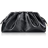Milisente Clutch Purses for Women Shiny PU Leather Pleated Evening Clutch Bag With Shoulder Strap for Formal Wedding Prom
