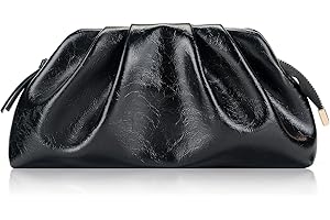 Milisente Clutch Purses for Women Shiny PU Leather Pleated Evening Clutch Bag With Shoulder Strap for Formal Wedding Prom